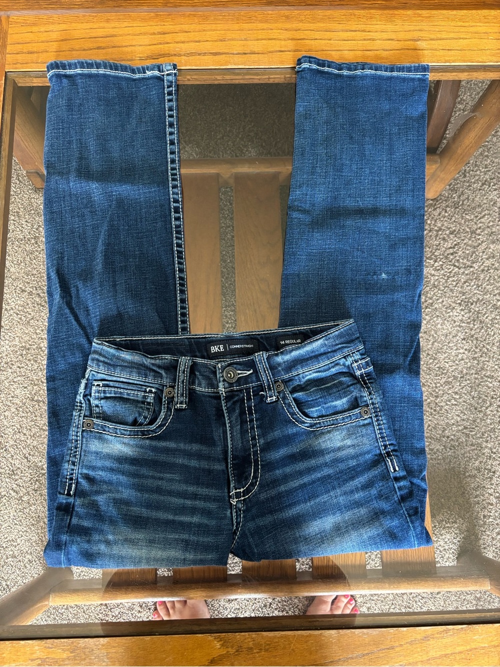 BKE boys Dark Blue Faded straight leg
